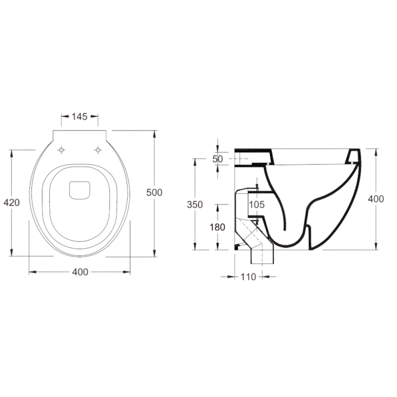 Toilet for Built-in Tank BTW V/H EGG