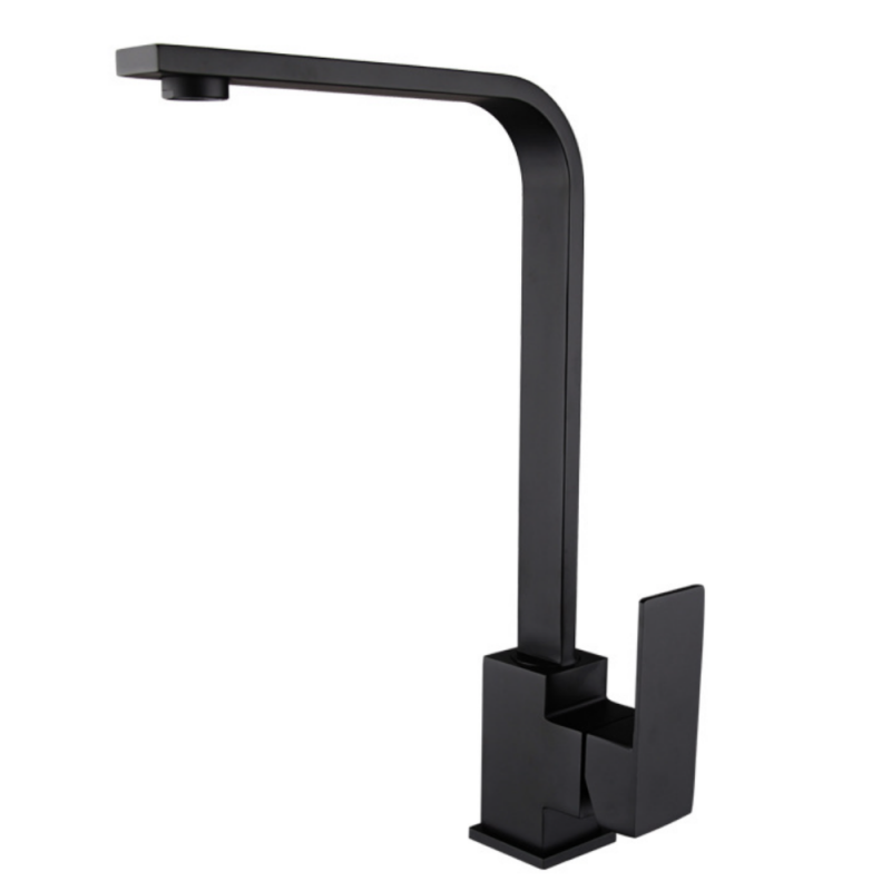Grifo Cocina Negro Caño Giratorio Alto fabricado en Acero Inoxidable indicado para instalar directamente en el fregadero.