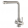 Grifo Cocina Osmósis TRIAVI GRIFERS®, 2 salidas, 3 vías, Alto Acero Inoxidable Pulido