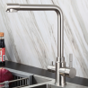 Grifo Cocina Osmósis TRIAVI GRIFERS®, 2 salidas, 3 vías, Alto Acero Inoxidable Pulido
