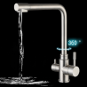 Grifo Cocina Osmósis TRIAVI GRIFERS®, 2 salidas, 3 vías, Alto Acero Inoxidable Pulido