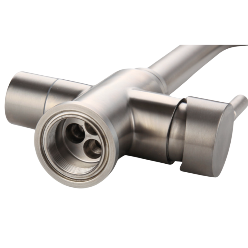 Grifo Cocina Osmósis TRIAVI GRIFERS®, 2 salidas, 3 vías, Alto Acero Inoxidable Pulido