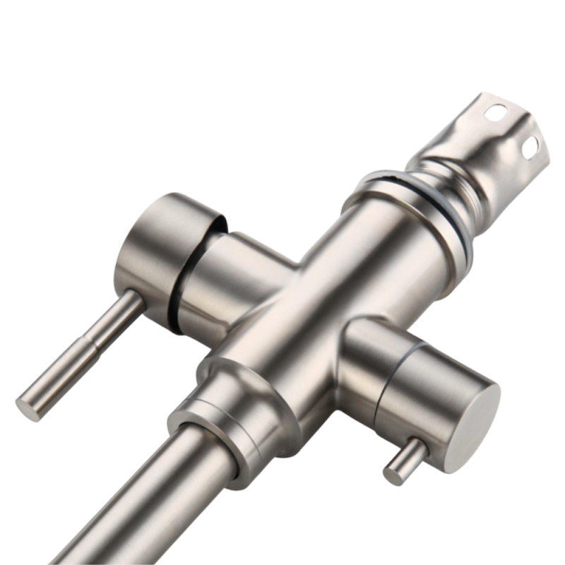 Grifo Cocina Osmósis TRIAVI GRIFERS®, 2 salidas, 3 vías, Alto Acero Inoxidable Pulido