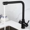Grifo Cocina Osmósis TRIAVE Coal GRIFERS®, 2 salidas, 3 vías, Alto Acero Inoxidable Pulido
