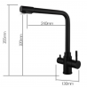 Grifo Cocina Osmósis TRIAVE Coal GRIFERS®, 2 salidas, 3 vías, Alto Acero Inoxidable Pulido