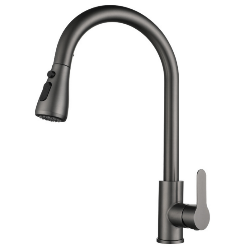 Grifo Cocina Fregadero IBREM GRIFERS® Ducha Extraíble, Caño Alto Acero Inoxidable Pulido