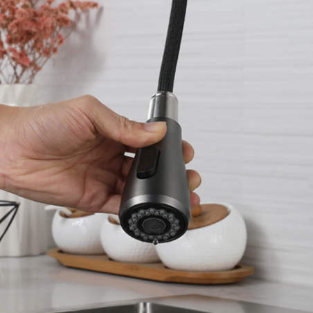 Grifo Cocina Fregadero IBREM GRIFERS® Ducha Extraíble, Caño Alto Acero Inoxidable Pulido