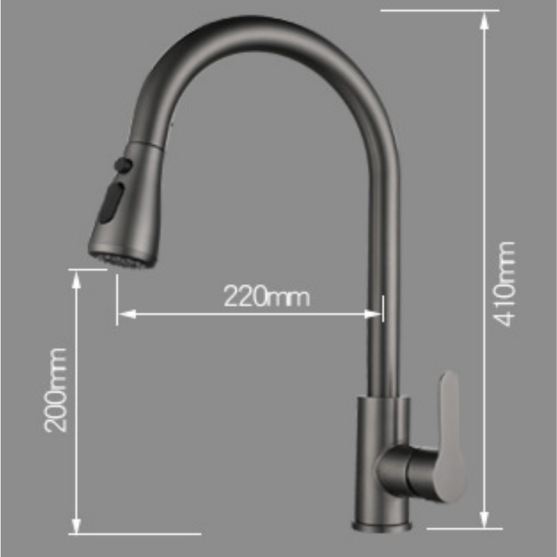 Grifo Cocina Fregadero IBREM GRIFERS® Ducha Extraíble, Caño Alto Acero Inoxidable Pulido