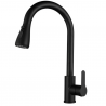 Grifo Cocina Fregadero IBREM Coal GRIFERS® Ducha Extraíble Negro, Caño Alto Acero Inoxidable Pulido