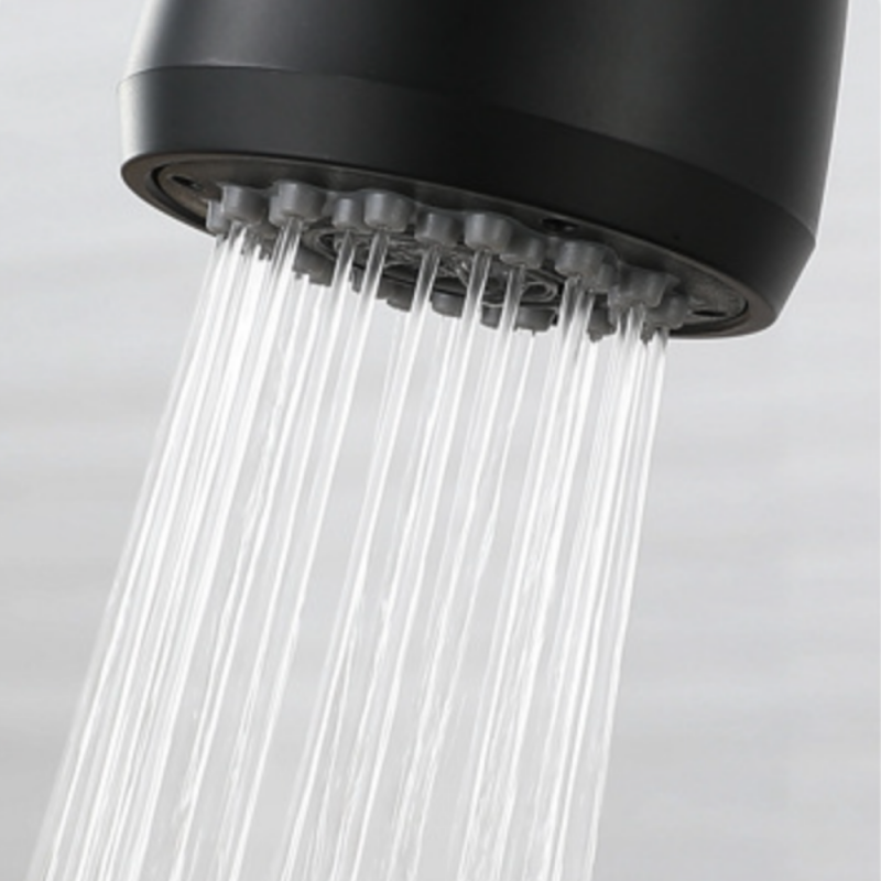 Grifo Cocina Fregadero IBREM Coal GRIFERS® Ducha Extraíble Negro, Caño Alto Acero Inoxidable Pulido