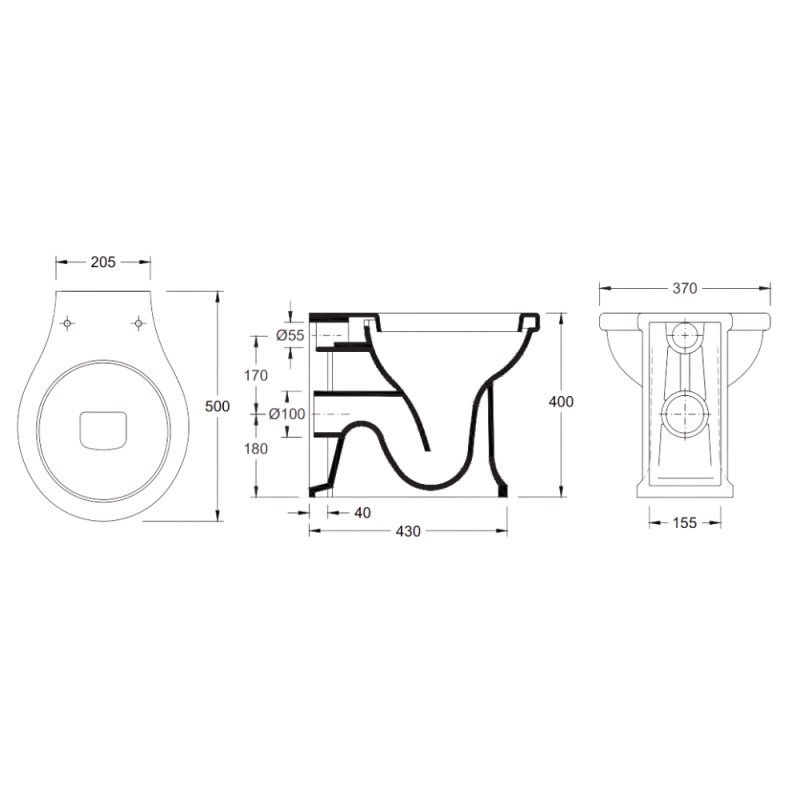 Built-in Tank Toilet BTW NEOCLASSICA