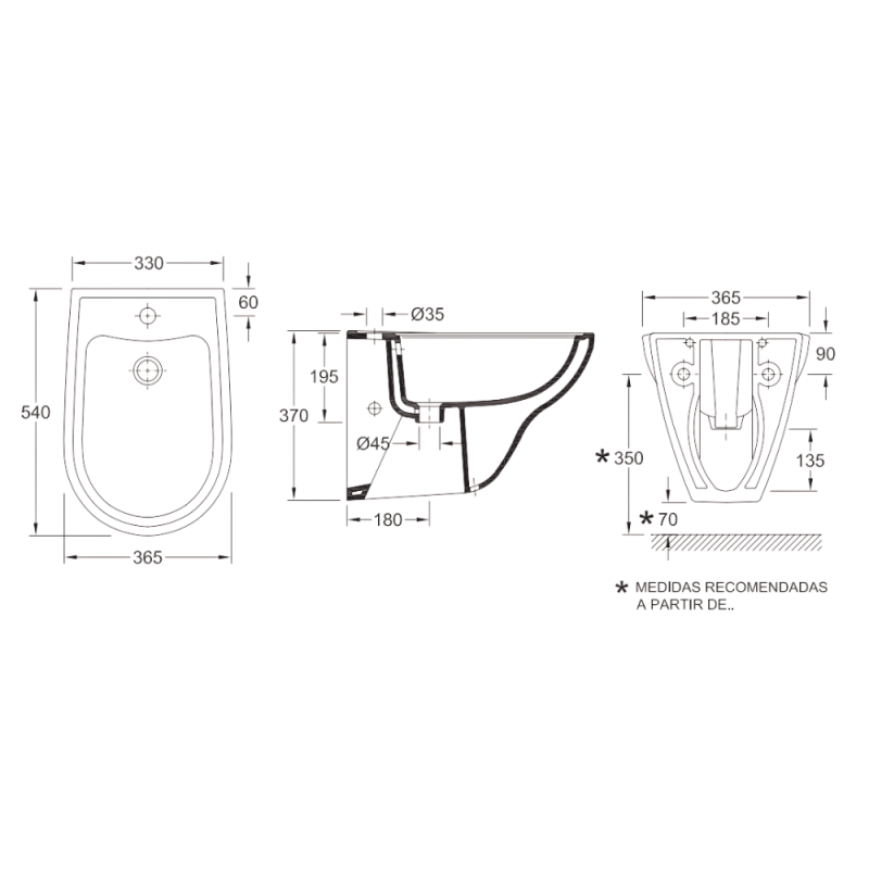 OCEANUS Suspended Bidet
