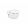 Compact suspended Meridian toilet with horizontal ROCA output